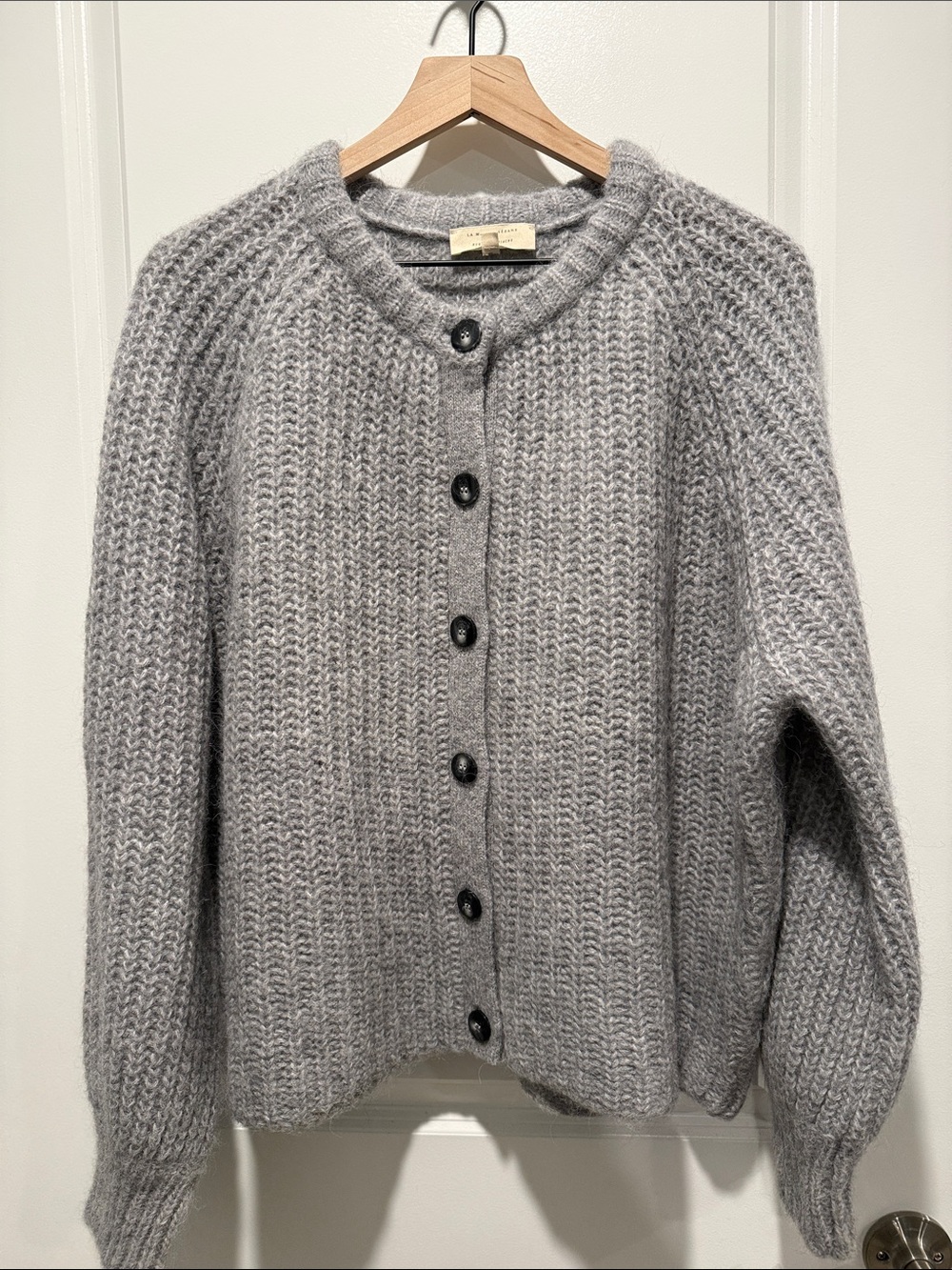 Sezane Emile Cardigan Mottled Grey - Size XL